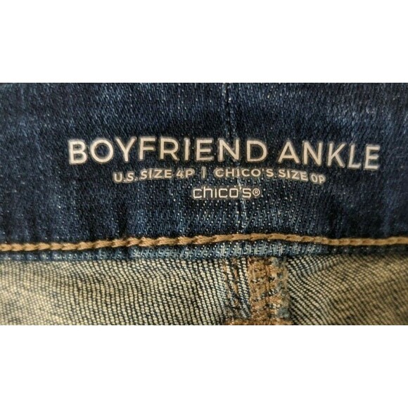 Chico's Boyfriend Ankle Jeans Size 4P Petite Jeans w Gold Sequin Cuffs - Picture 5 of 9